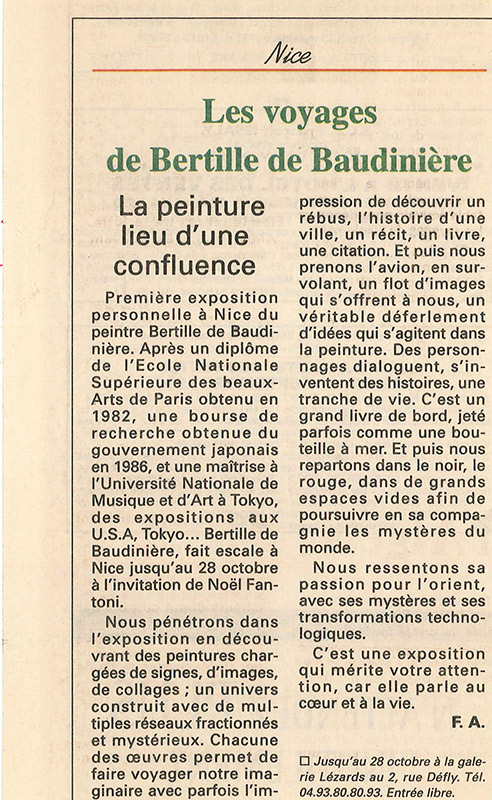 exposition de Bertille de Baudinière